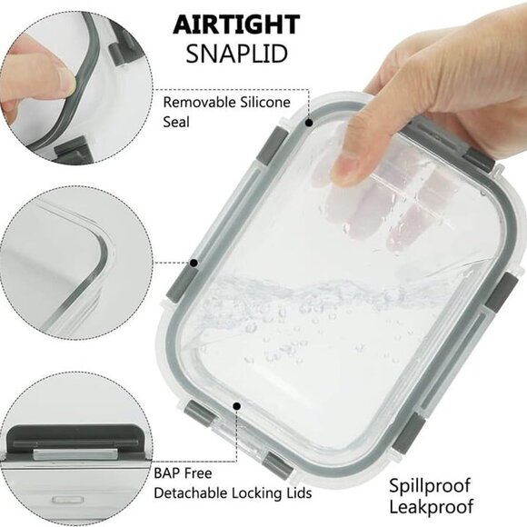 NEW  24pc Airtight Glass Storage Containers with lids, Glass Bowls Set - Picture 8 of 8